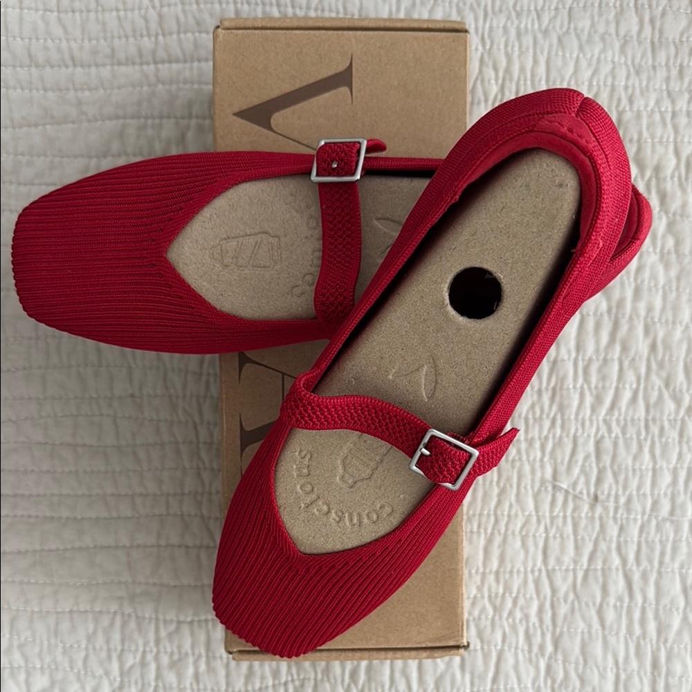 Women's VIVAIA Red Ballet Square Toe Flats